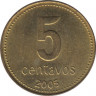 Монета. Аргентина. 5 сентаво 2005 год. ав.