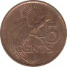Монета. Тринидад и Тобаго. 5 центов 2000 год. рев.