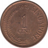 Монета. Сингапур. 1 цент 1973 год. ав.