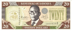 Банкнота. Либерия. 20 долларов 1999 год. Тип  23a.