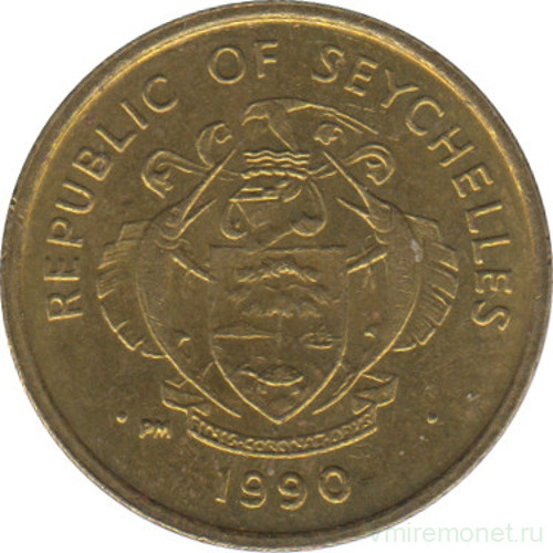 Монета. Сейшельские острова. 1 цент 1990 год.