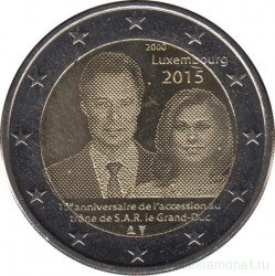 Монета. Люксембург. 2 евро 2015 год. 15 лет вступления на престол Великого герцога Анри.