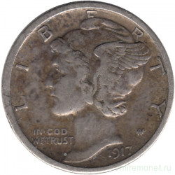 Монета. США. 10 центов 1917 год. 