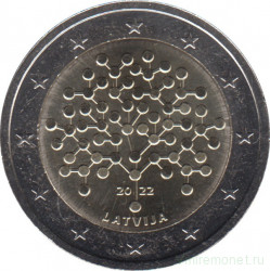 Монета. Латвия. 2 евро 2022 год. Финансовая грамотность.