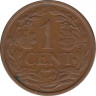 Монета. Суринам. 1 цент 1957 год. рев.