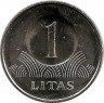 Аверс.Монета. Литва. 1 лит 2008 год.