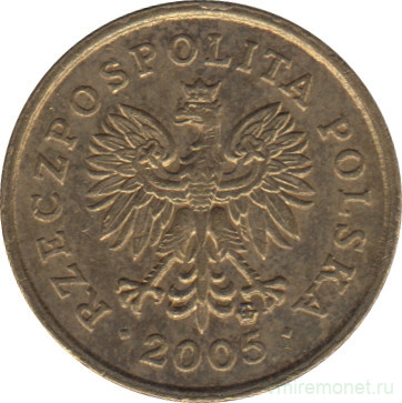 Монета. Польша. 1 грош 2005 год.