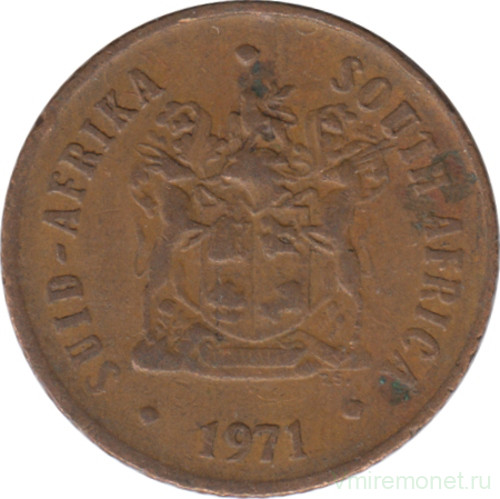 Монета. Южно-Африканская республика (ЮАР). 1 цент 1971 год.