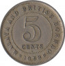 Монета. Малайя и Британское Борнео (Малайзия). 5 центов 1958 год. ав.