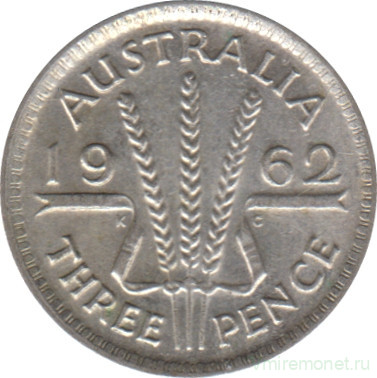 Монета. Австралия. 3 пенса 1962 год.
