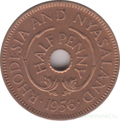 Монета. Родезия и Ньясаленд. 1/2 пенни 1956 год.
