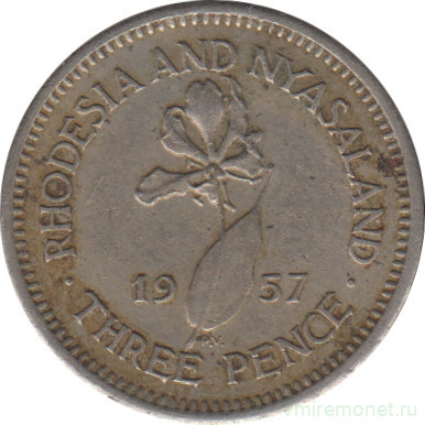 Монета. Родезия и Ньясаленд. 3 пенса 1957 год.