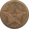 Монета. Багамские острова. 1 цент 1969 год. ав.