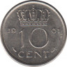 Монета. Нидерланды. 10 центов 1961 год. ав.