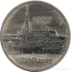 Монета. ГДР. 5 марок 1989 год. Мюльхаузен - Мариенкирхе.