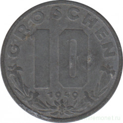 Монета. Австрия. 10 грошей 1949 год.