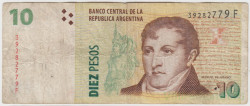 Банкнота. Аргентина. 10 песо 2003 год. Тип 354а(1).