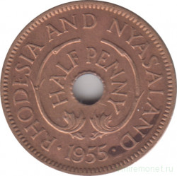 Монета. Родезия и Ньясаленд. 1/2 пенни 1955 год.