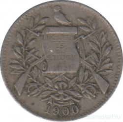 Монета. Гватемала. 1/2 реала 1900 год.