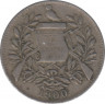 Монета. Гватемала. 1/2 реала 1900 год. ав.