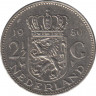 Монета. Нидерланды. 2.5 гульдена 1980 год. ав.
