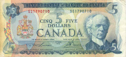 Банкнота. Канада. 5 долларов 1972 год. Тип 87b. 