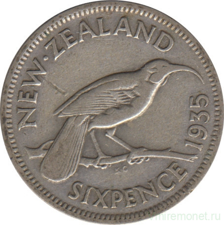 Монета. Новая Зеландия. 6 пенсов 1935 год.