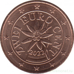 Монета. Австрия. 2 цента 2022 год.