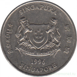 Монета. Сингапур. 20 центов 1996 год.