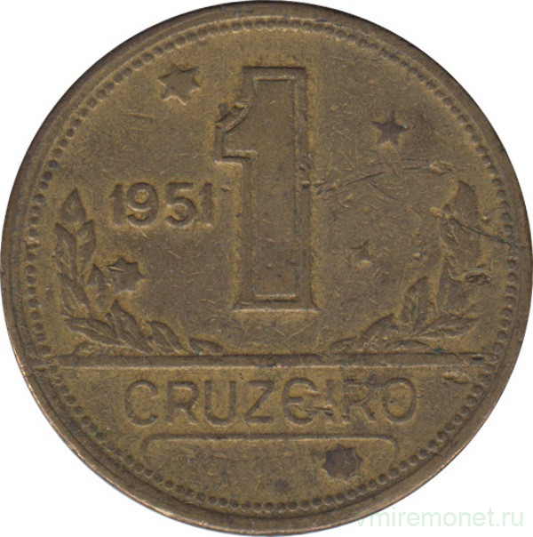 Монета. Бразилия. 1 крузейро 1951 год.