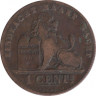 Монета. Бельгия. 1 сантим 1887 год. Der Belgen. ав.