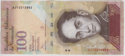 Банкнота. Венесуэла. 100 боливаров 2015 год.