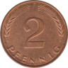 Монета. ФРГ. 2 пфеннига 1980 год. Монетный двор - Штутгарт (F). рев.