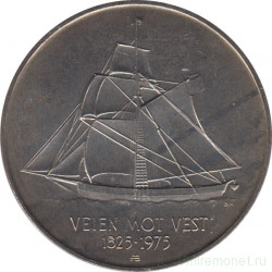 Монета. Норвегия. 5 крон 1975 год. 150 лет иммиграции в Америку.