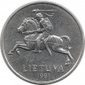 Монета. Литва. 2 цента 1991 год. рев