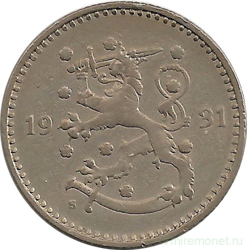 Монета. Финляндия. 1 марка 1931 год.