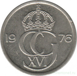 Монета. Швеция. 25 эре 1976 год.