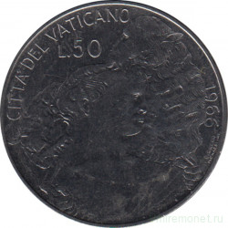 Монета. Ватикан. 50 лир 1966 год.