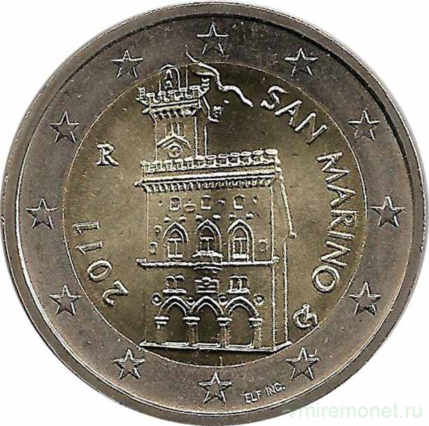 Монета. Сан-Марино. 2 евро 2011 год.