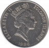 Монета. Соломоновы острова. 20 центов 1996 год. ав.