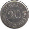 Монета. Маврикий. 20 центов 2007 год. ав.