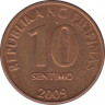 Монета. Филиппины. 10 сентимо 2009 год. ав.