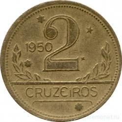 Монета. Бразилия. 2 крузейро 1950 год.
