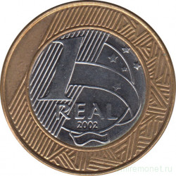 Монета. Бразилия. 1 реал 2002 год.