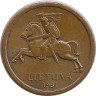 Монета. Литва. 10 центов 1991 год. рев