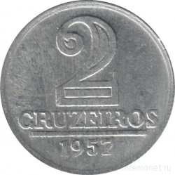 Монета. Бразилия. 2 крузейро 1957 год.