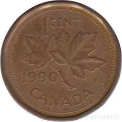 Монета. Канада. 1 цент 1990 год.