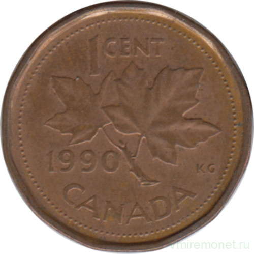 Монета. Канада. 1 цент 1990 год.