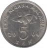 Монета. Малайзия. 5 сен 2004 год. ав.