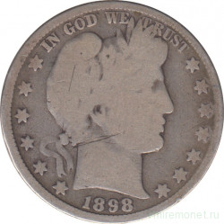 Монета. США. 50 центов 1898 год. Без отметки монетного двора.
